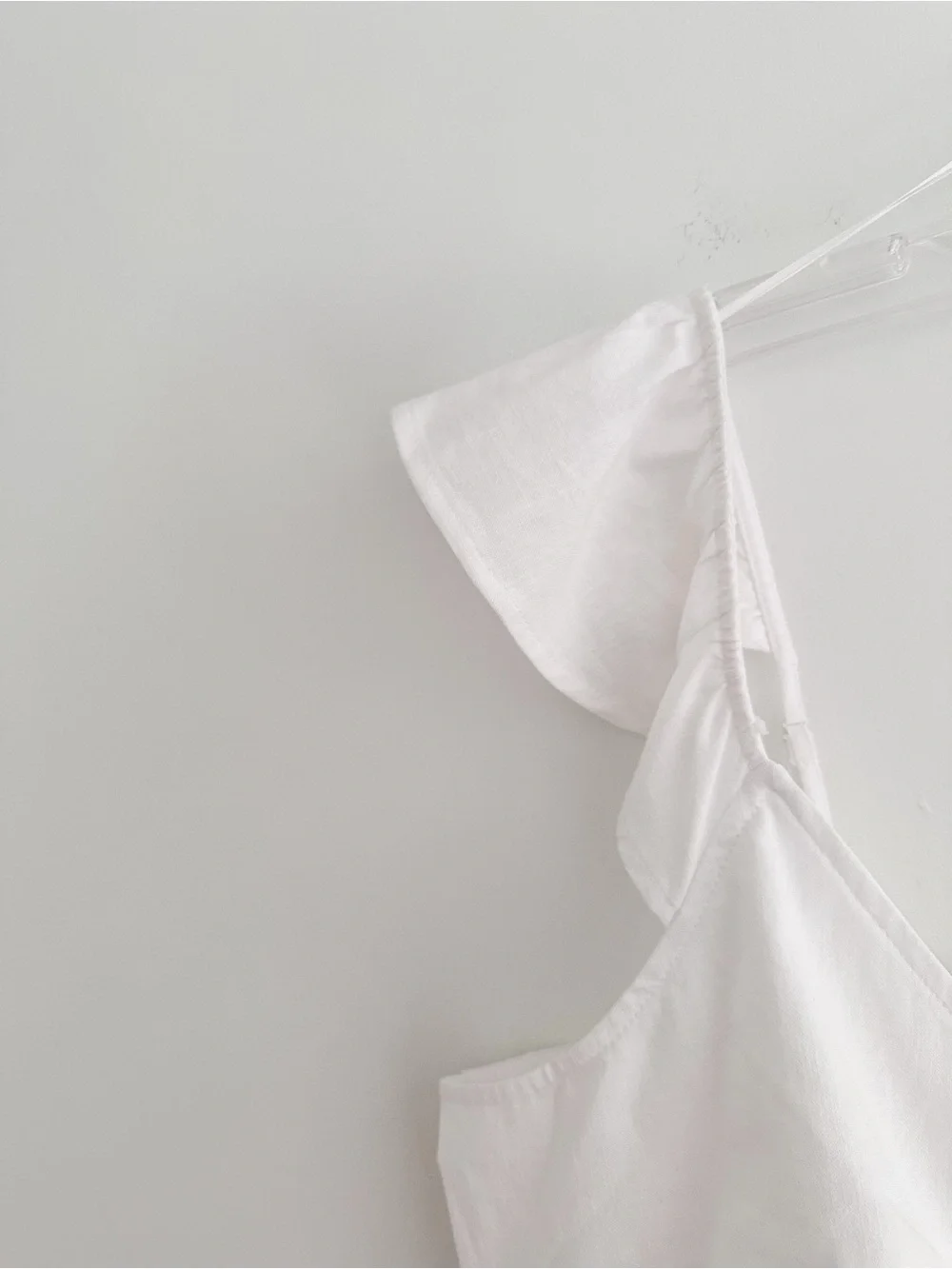 White Cropped Ruffle Sleeve Top Cotton Rayon Smocked Back Boho Size XL NWOT